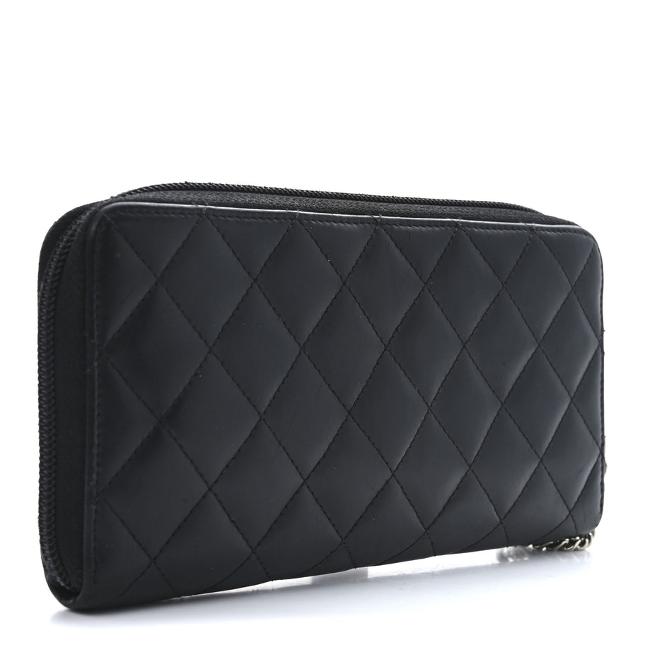 Chanel Calfskin Quilted Cambon Large Gusset Zip Around Wallet Black Image 3