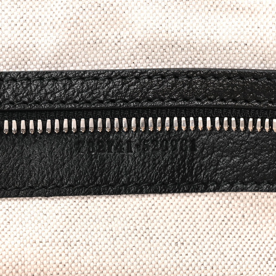 Gucci Canvas Logo Embossed Black Tote Beige Image 7