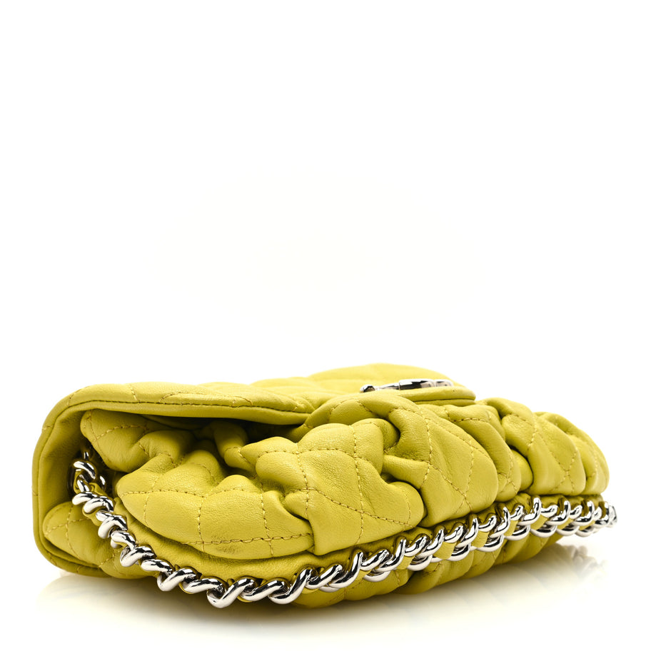 Chanel Washed Lambskin Quilted Mini Chain Around Flap Yellow Image 4