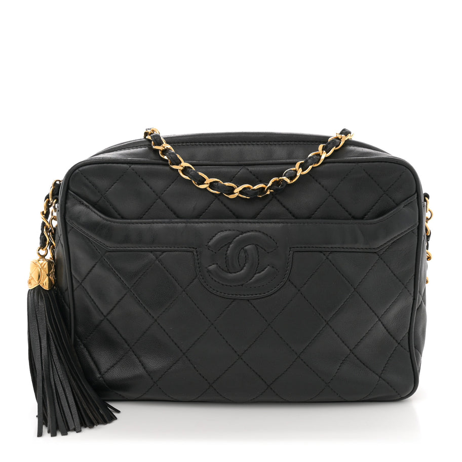 Chanel Lambskin Quilted Tassel Camera Case Black Image 1
