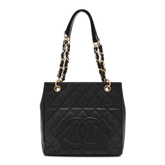 Chanel Caviar Quilted Petit Shopping Tote PST Black Image 1