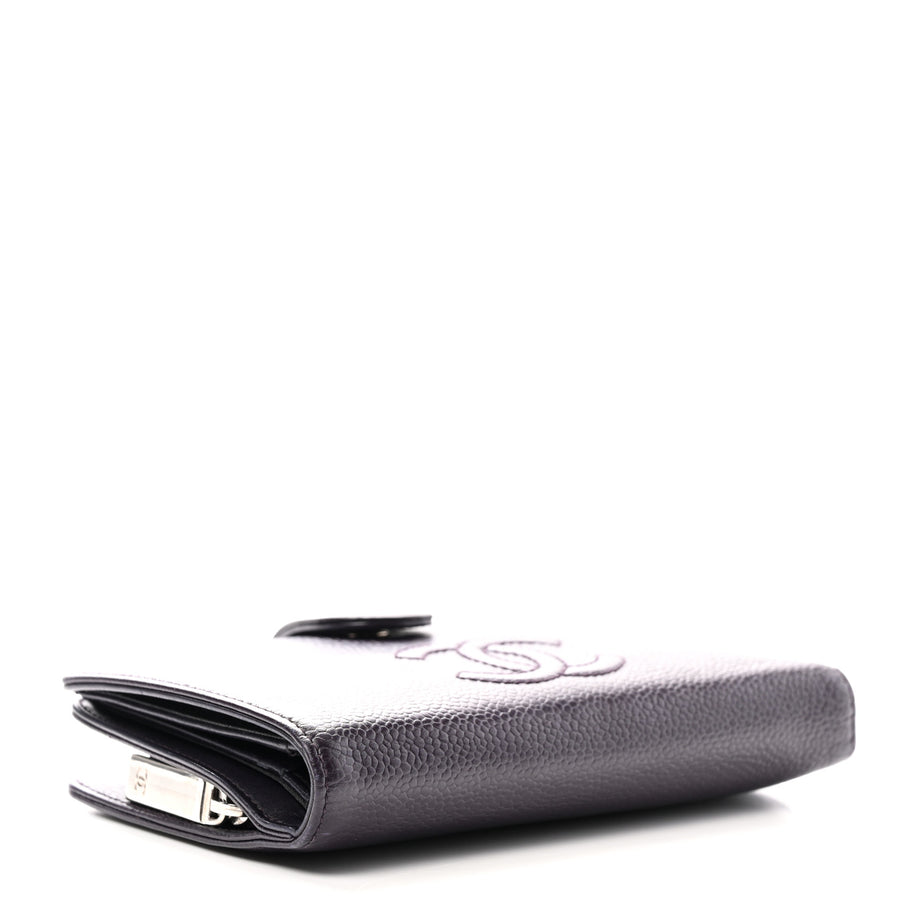 Chanel Caviar Timeless CC Zipped Pocket Wallet Dark Purple Image 4