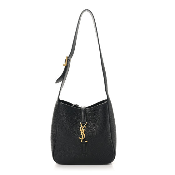 Saint Laurent Grained Calfskin Baby Le 5 A 7 Supple Hobo Black Image 1