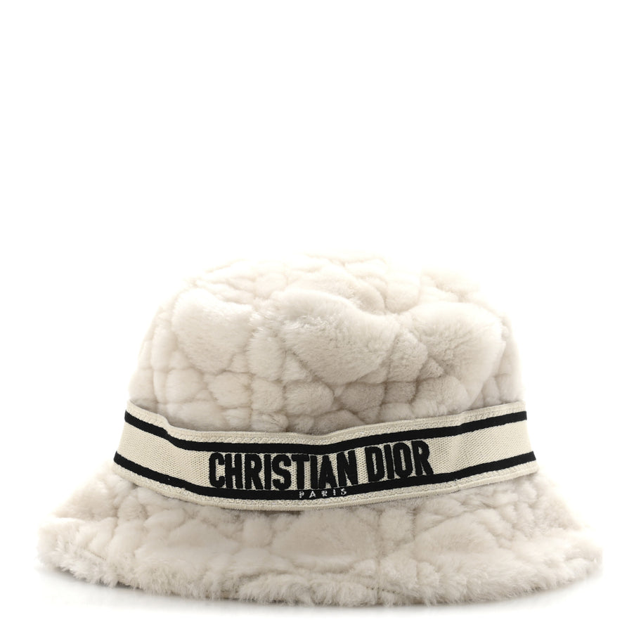 Christian Dior Shearling Cannage D-Bobby Bucket Hat 58 Ecru Image 3