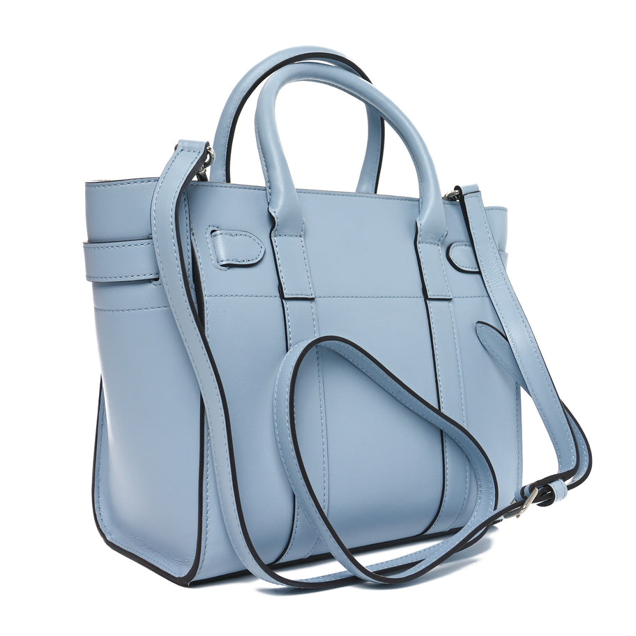 Mulberry Micro Classic Grain Mini Zipped Bayswater Poplin Blue Image 3