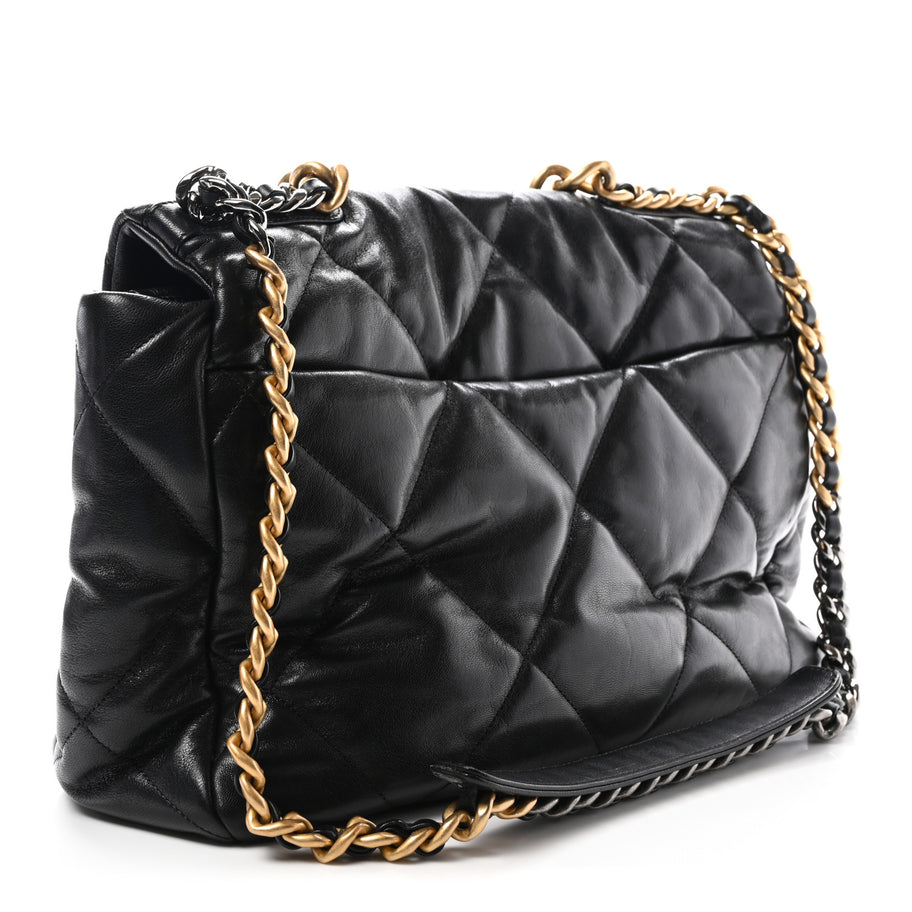 Chanel Lambskin Quilted Maxi 19 Flap Black Image 3