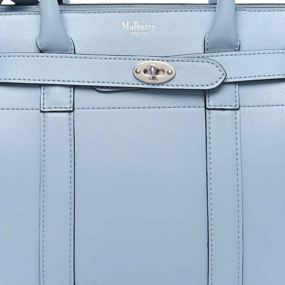 Mulberry Micro Classic Grain Mini Zipped Bayswater Poplin Blue Image 7