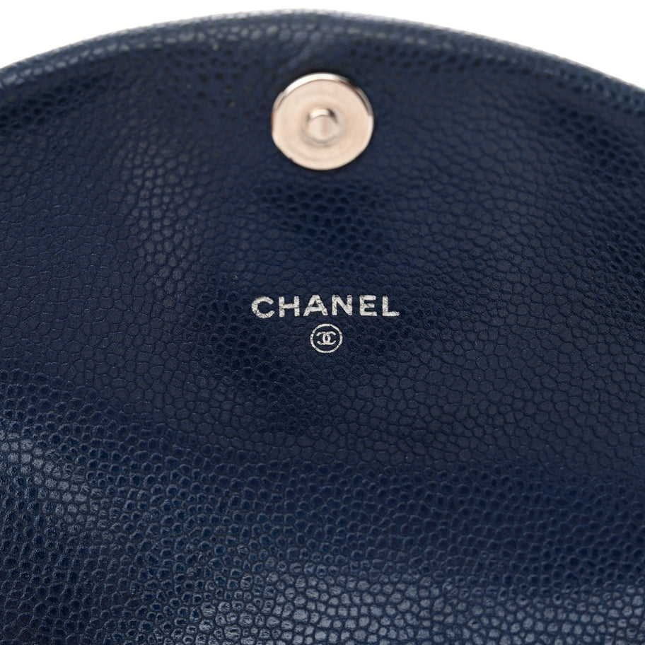 Chanel Caviar Half Moon Wallet On Chain WOC Navy Image 6