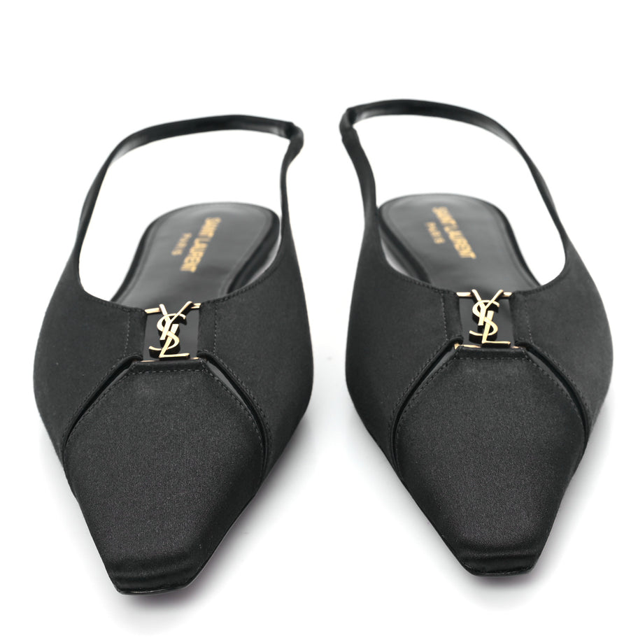 Saint Laurent Raso Nappa Babylone 00 Slingback Flats 38 Black Image 3