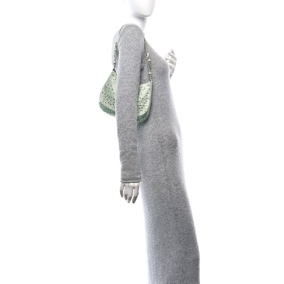 Prada Satin Crystal Cleo Adjustable Strap Shoulder Bag Acqua Image 2