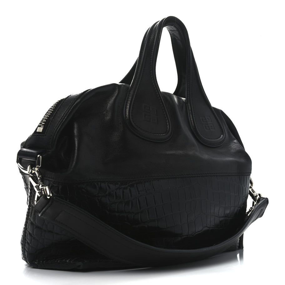 Givenchy Calfskin Crocodile Embossed Medium Nightingale Black Image 3