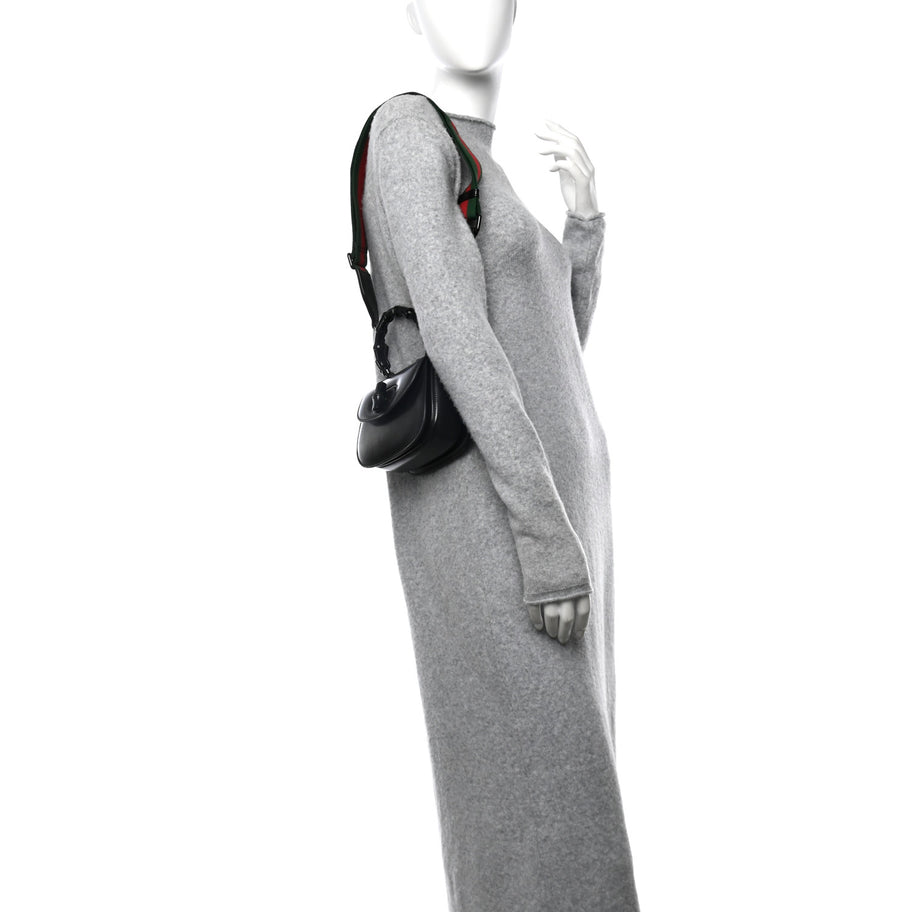 Gucci Boarded Dyana Lux Calfskin Web Monochrome Mini Bamboo 1947 Top Handle Bag Black Image 2