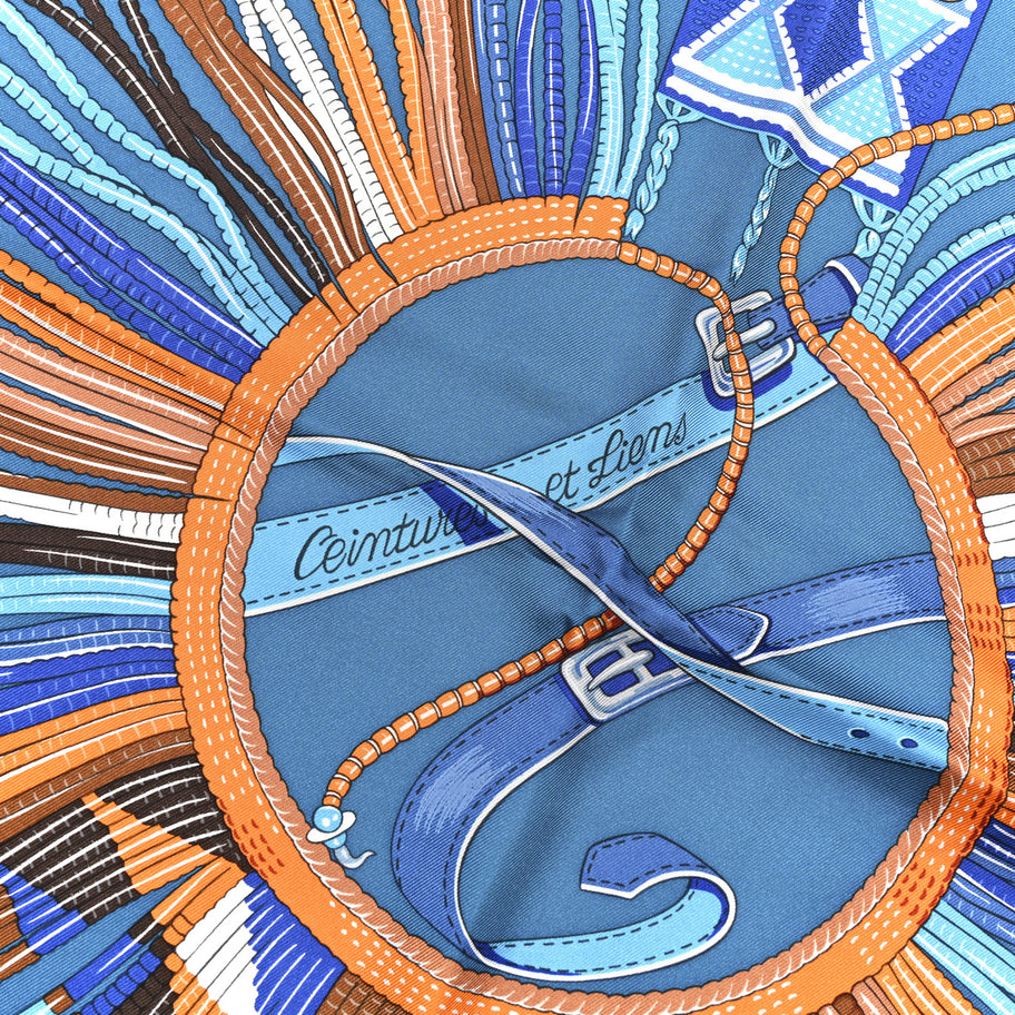Hermes Silk Ceintures et Liens Scarf 90 Blue Orange Image 5