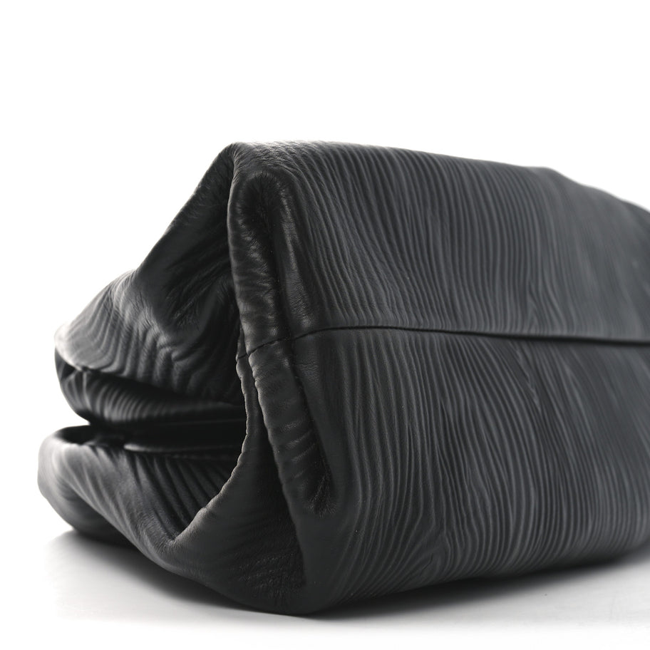 Bottega Veneta Bark Calfskin Embossed The Pouch Oversized Clutch Black Image 7