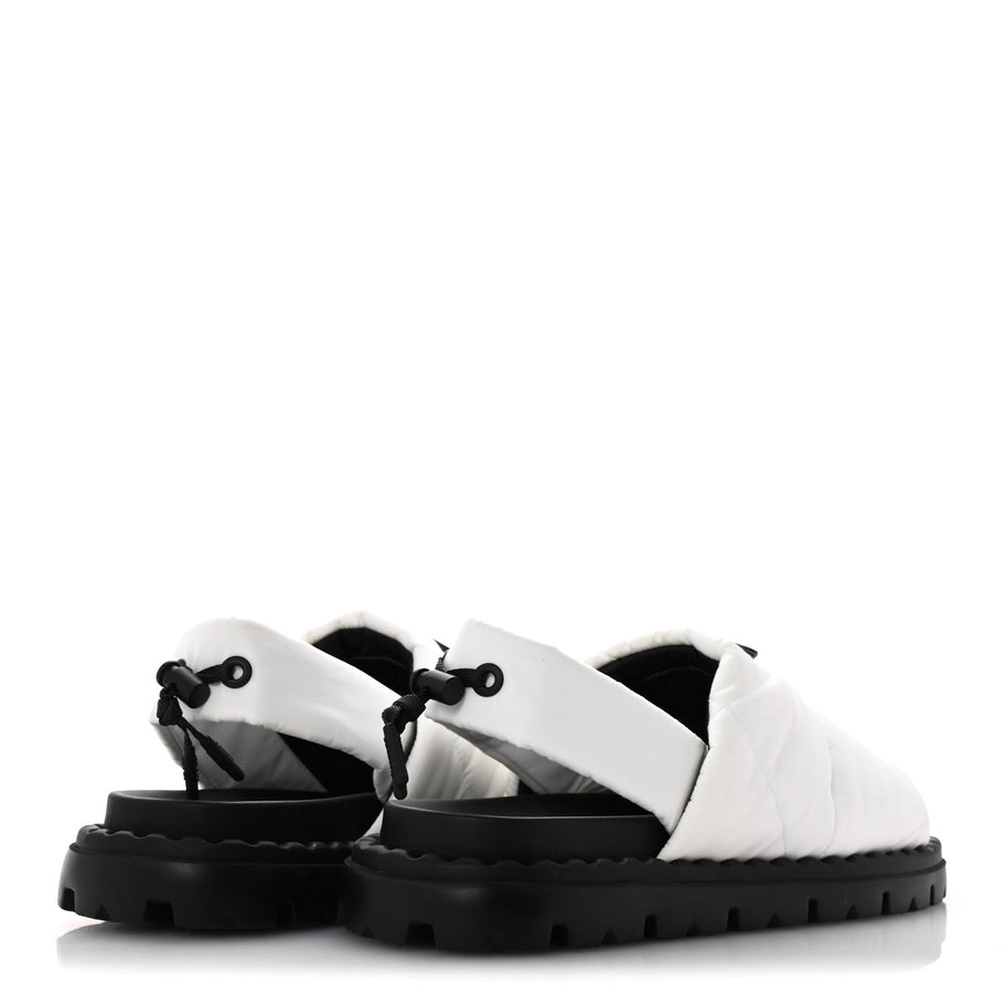 Prada Nylon Triangle Logo Padded Slingback Sandals 38 White Image 5
