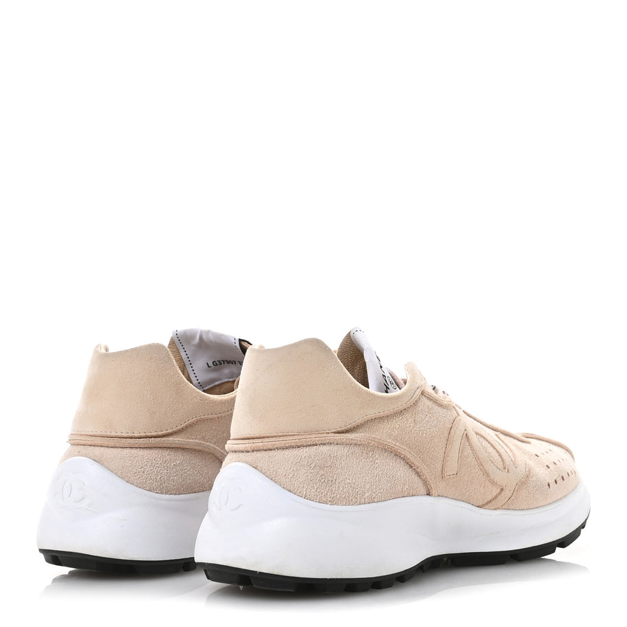 Chanel Suede Goatskin CC Sneakers 37 Light Pink Image 5