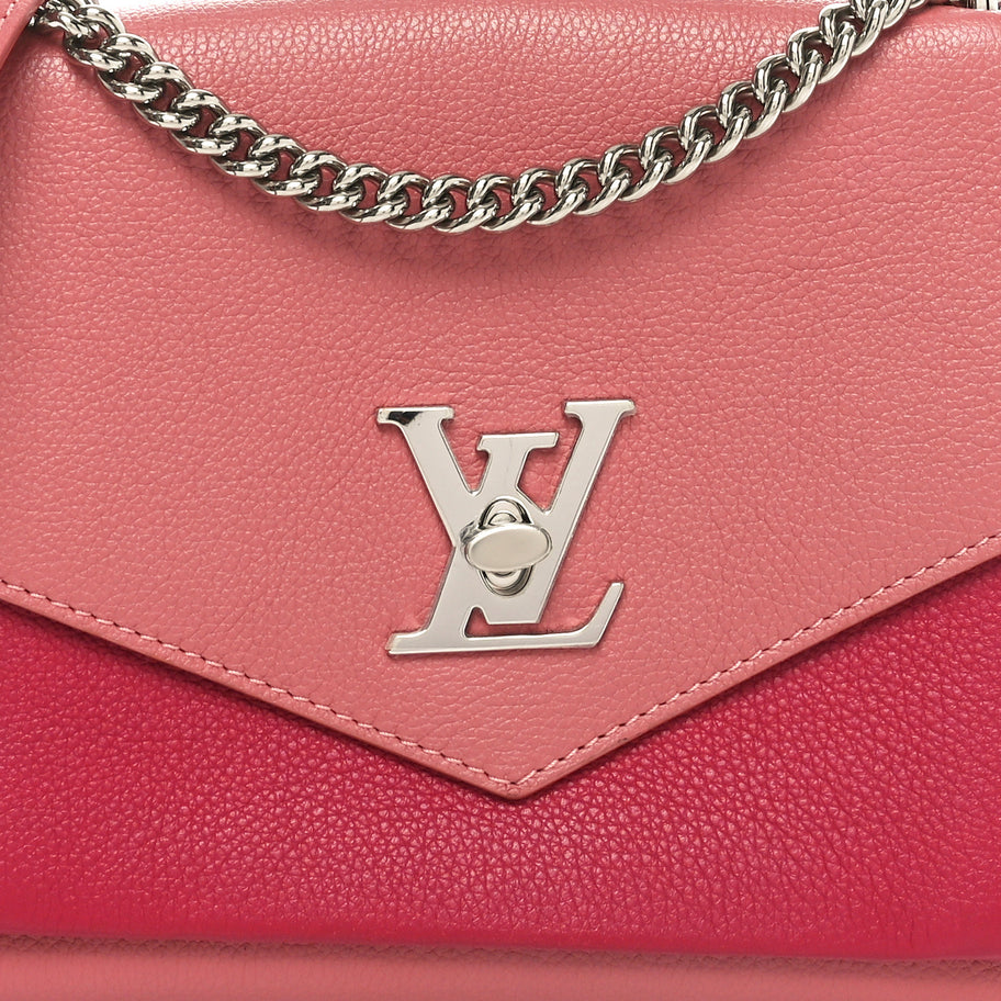 Louis Vuitton Soft Calfskin Mylockme Chain Bag BB Rose Boudoir Lie De Vin Image 7
