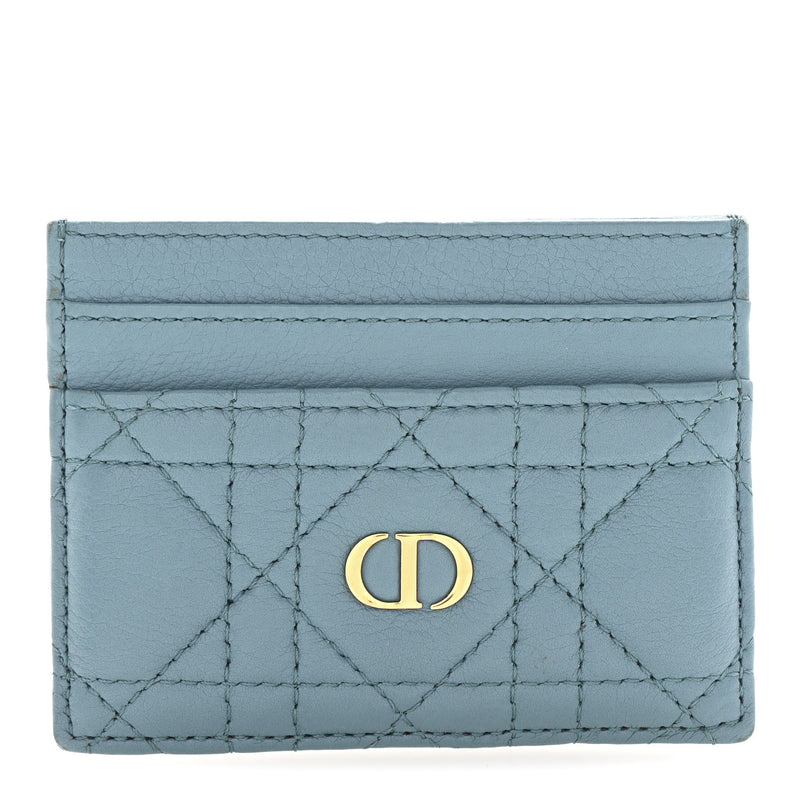  Christian Dior Supple Calfskin Cannage Caro Five-Slot Card Holder Turquoise