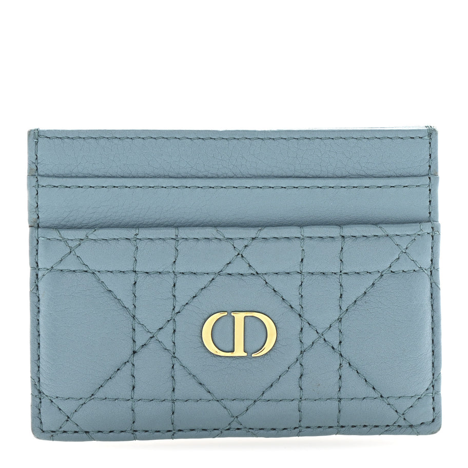Christian Dior Supple Calfskin Cannage Caro Five-Slot Card Holder Turquoise Image 1