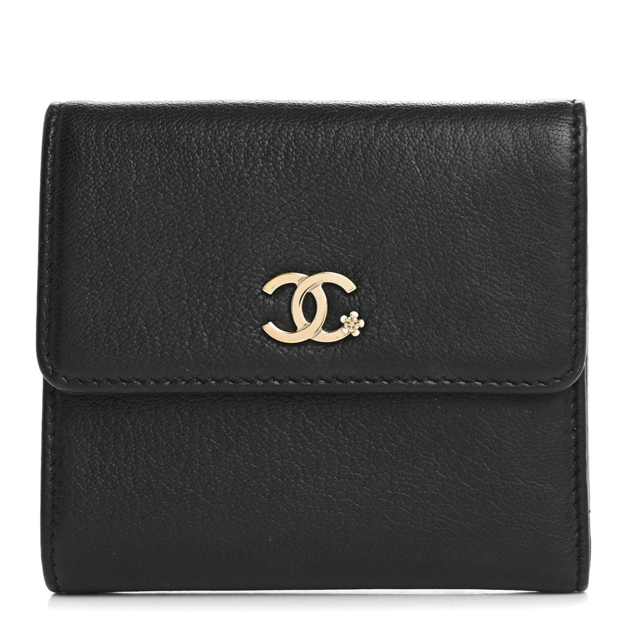 Chanel Goatskin CC Compact Flap Wallet Black Image 1