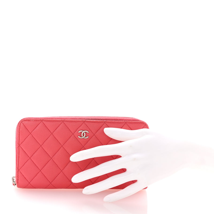 Chanel Caviar Quilted Large Gusset Zip Around Wallet Pink Image 2