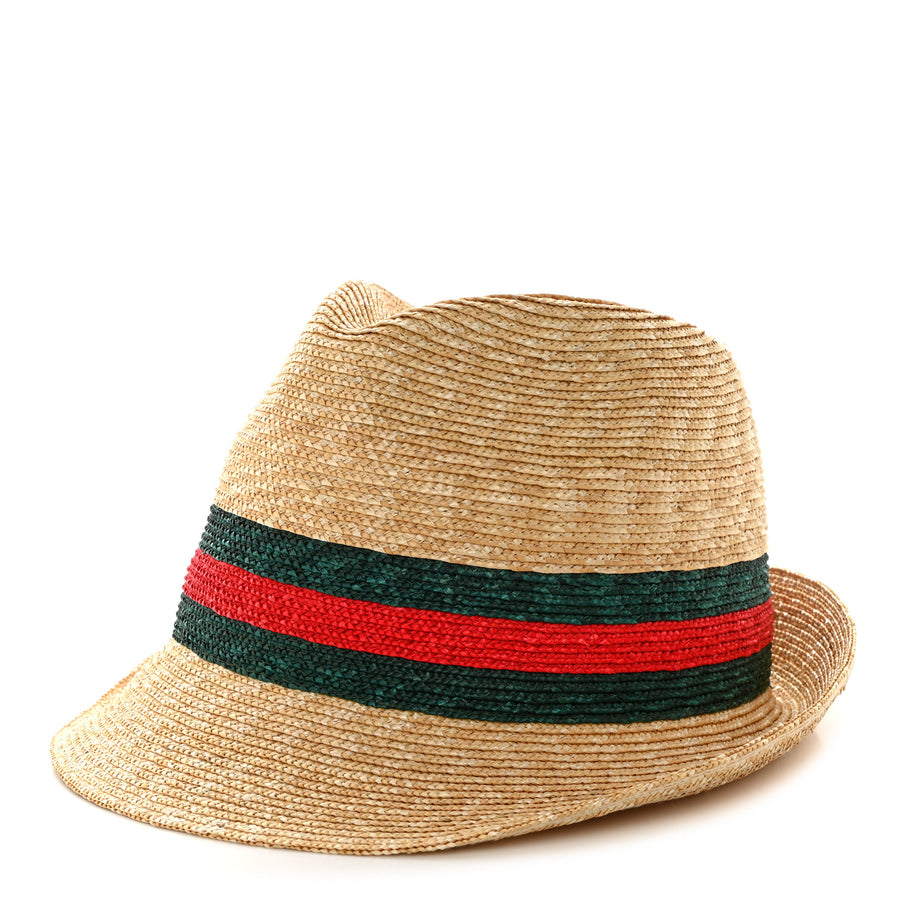 Gucci Abaca Straw Web Fedora Hat XS Image 1