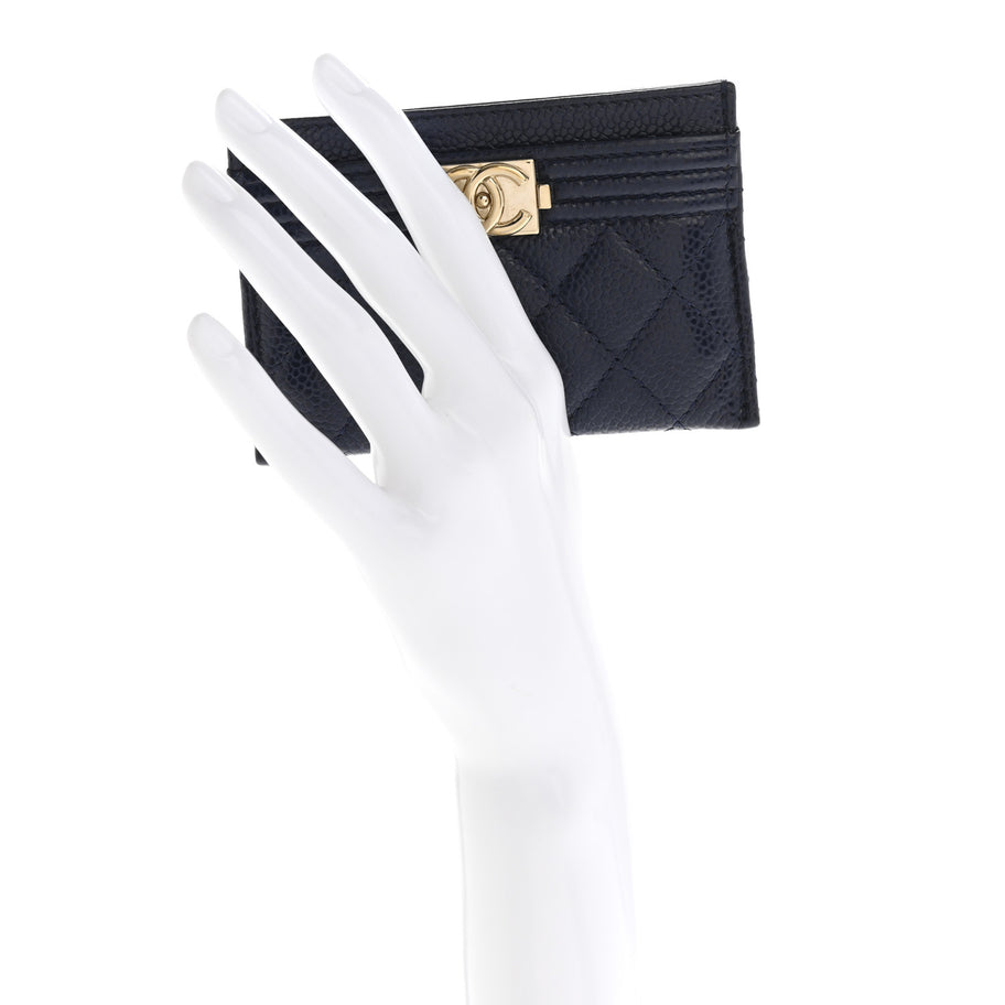 Chanel Caviar Quilted Boy Card Holder Navy Blue Image 2