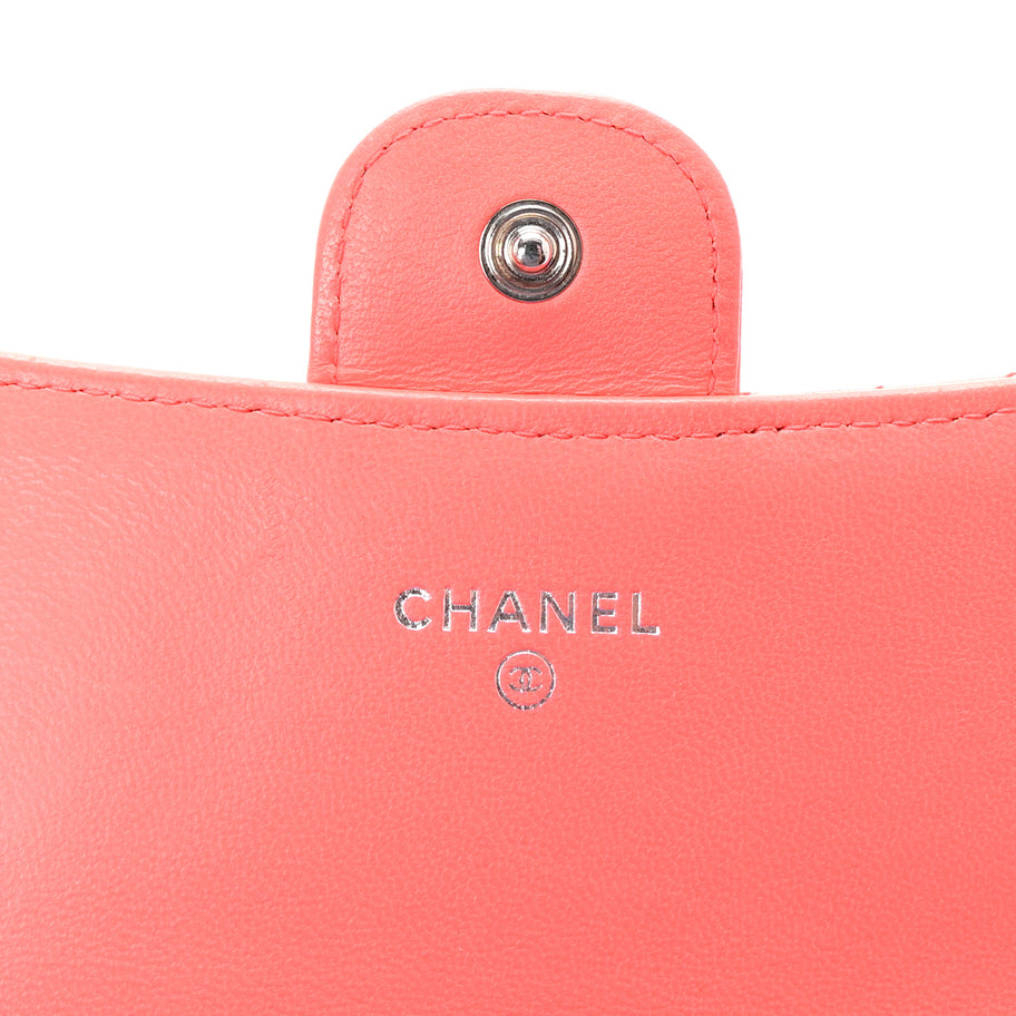 Chanel Lambskin Chevron Quilted Large Gusset Flap Wallet Red Image 6