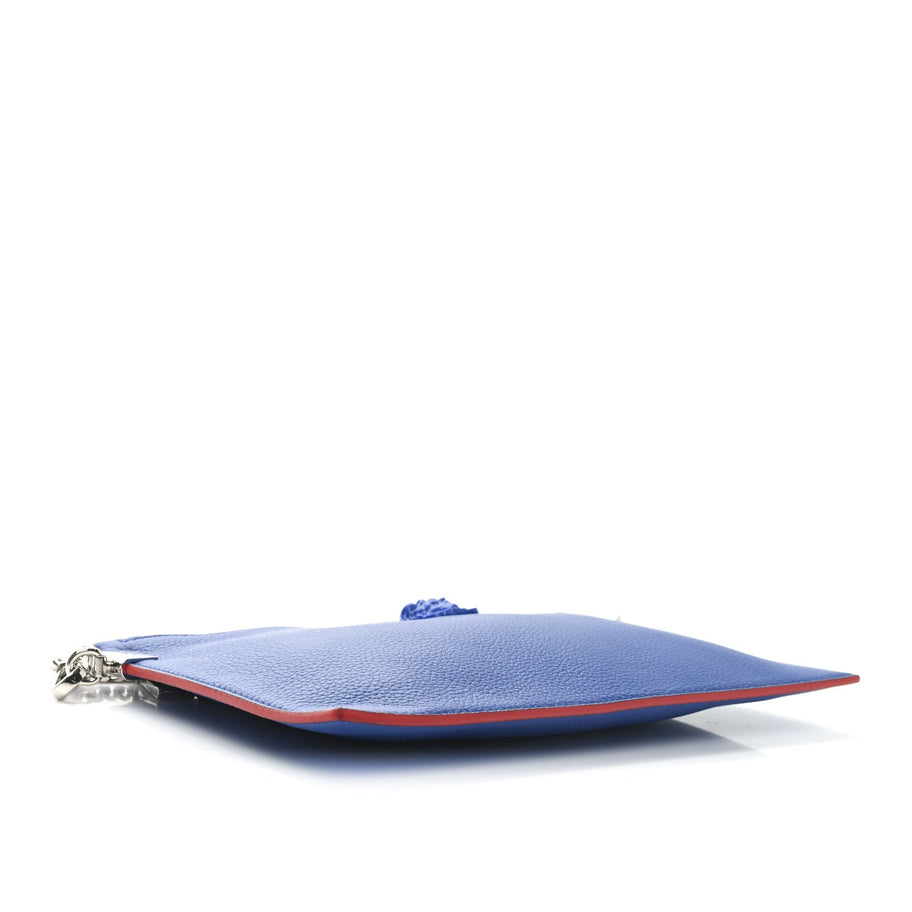 Versace Calfskin Medusa Crossbody Flat Pouch Blue Image 4