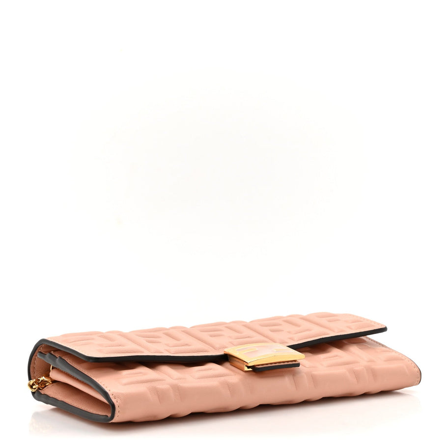 Fendi Nappa Matisse FF Embossed Continental Wallet On Chain Baby Pink Image 4