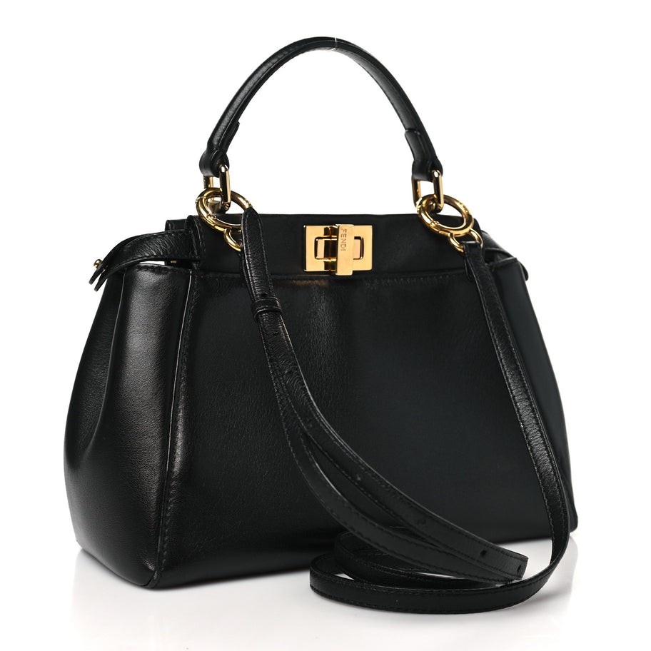 Fendi Nappa Mini Peekaboo Iconic Satchel Black Image 3
