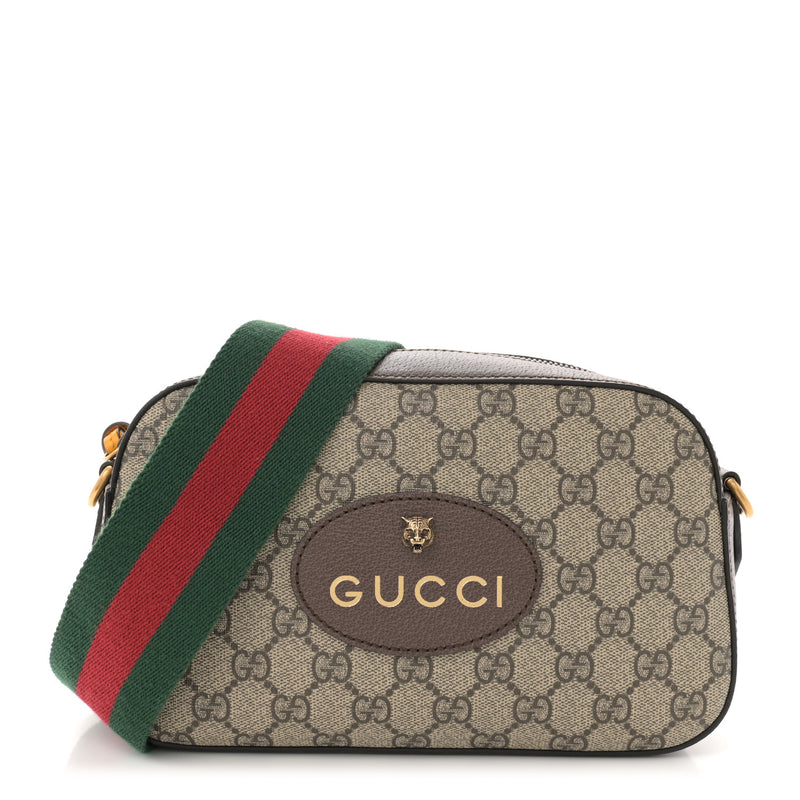  Gucci GG Supreme Monogram Web Neo Vintage Shoulder Bag Beige New Acero Crop