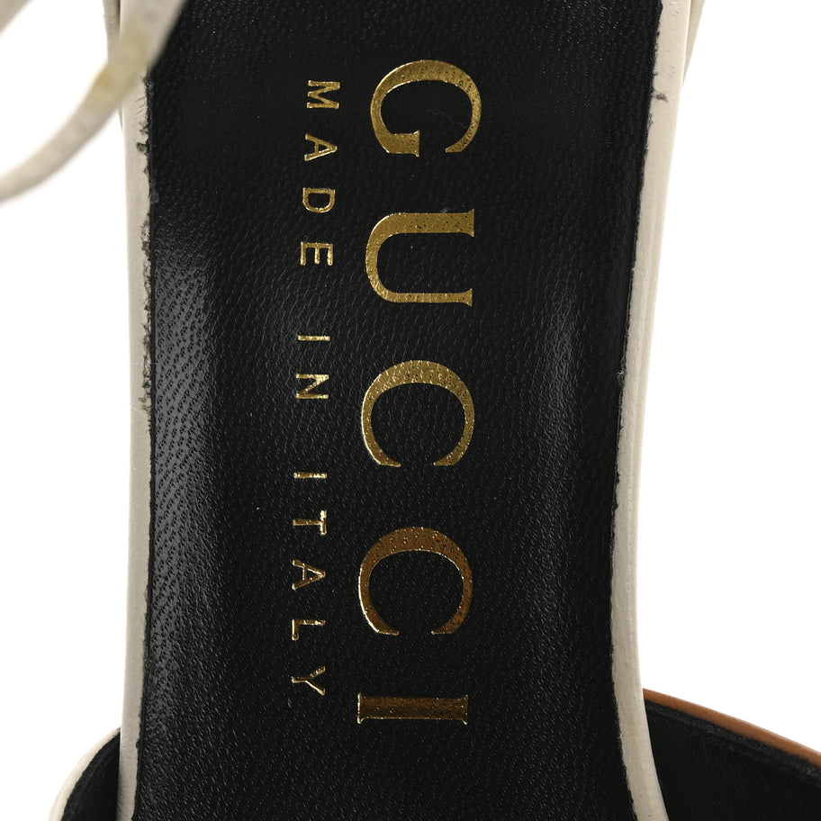 Gucci Soft Nappa Priscilla Ankle Cuff Pumps 37 Mystic White Harness Brown Image 7