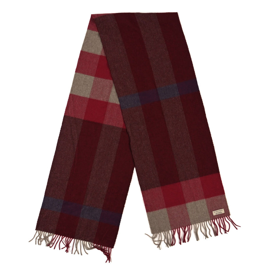 Burberry Cashmere Mega Check Fringe Scarf Red Image 2