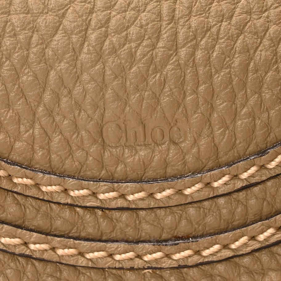 Chloe Raffia Small Grain Calfskin Small Marcie Basket Shoulder Bag Pottery Green Image 6