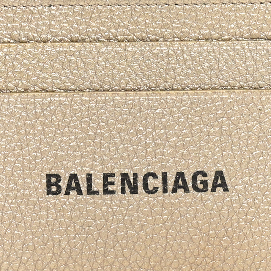 Balenciaga Grained Calfskin Logo Cash Rounded Card Holder Gold Black Image 5