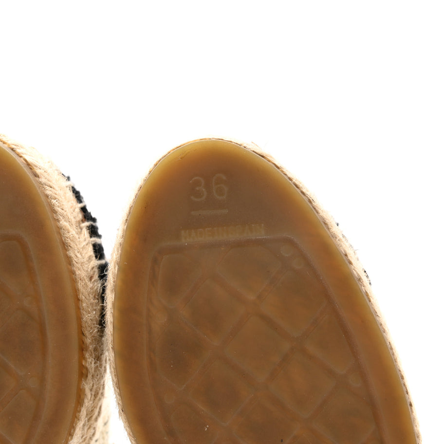 Chanel Tweed CC Espadrilles 36 Ecru White Blue Black Image 7