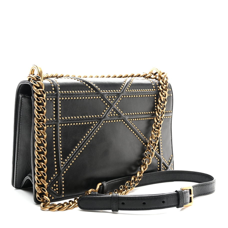 Christian Dior Lambskin Studded Medium Diorama Flap Bag Black Image 3