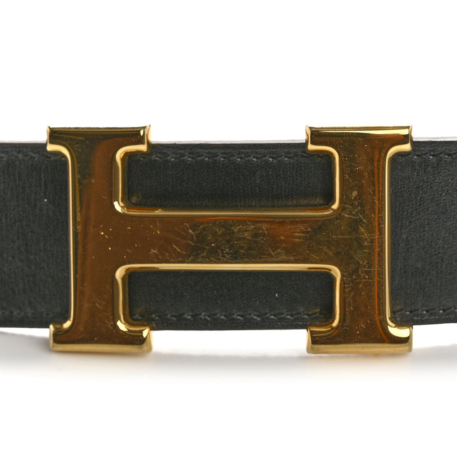 Hermes Box Togo 32mm H Belt 80 32 Black Orange Image 7