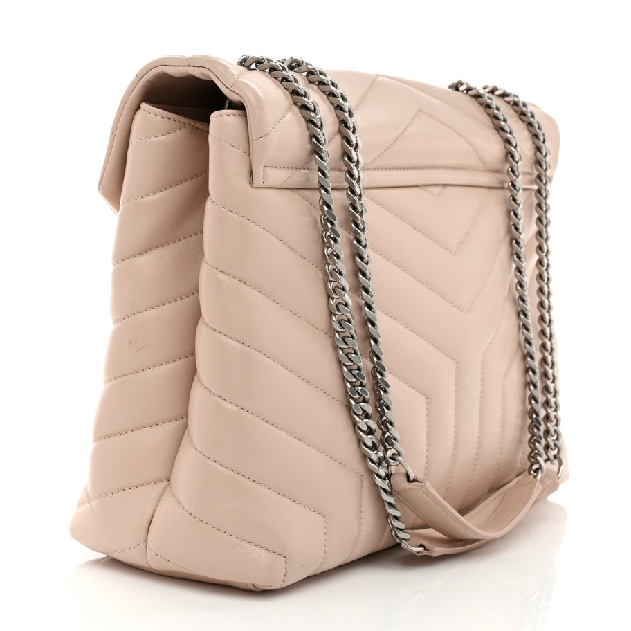 Saint Laurent Calfskin Y Quilted Monogram Medium Loulou Chain Satchel Rose Antic Image 3