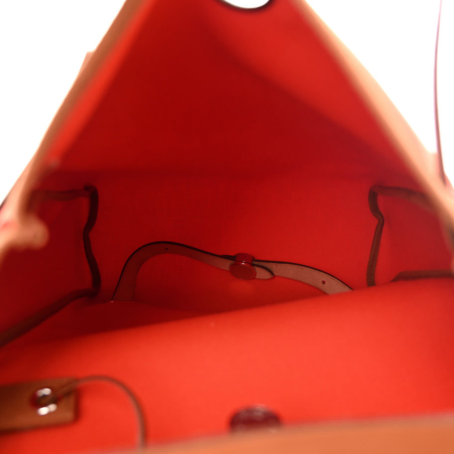 Hermes Military Toile Vache Hunter Herbag a Dos Zip Retourne Backpack Orange Mecano Fauve Image 6