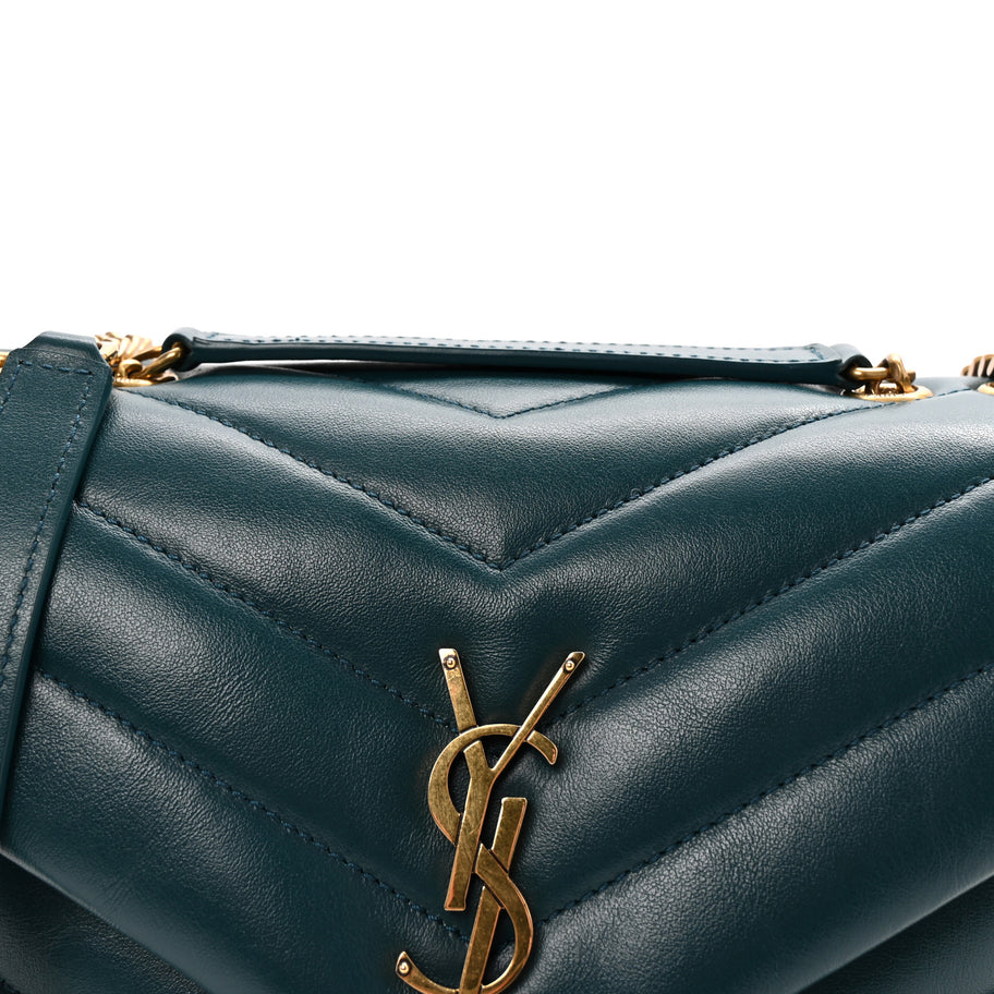 Saint Laurent Calfskin Y Quilted Monogram Small Loulou Chain Satchel Sea Turquoise Image 7