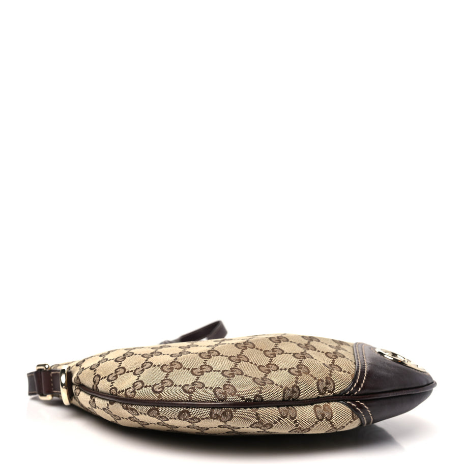 Gucci Monogram Medium New Britt Half Moon Hobo Dark Brown Image 4