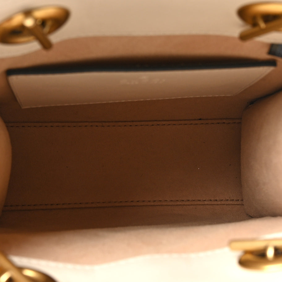 Gucci Calfskin Matelasse Chevron Mini GG Marmont Tote Mystic White Image 5