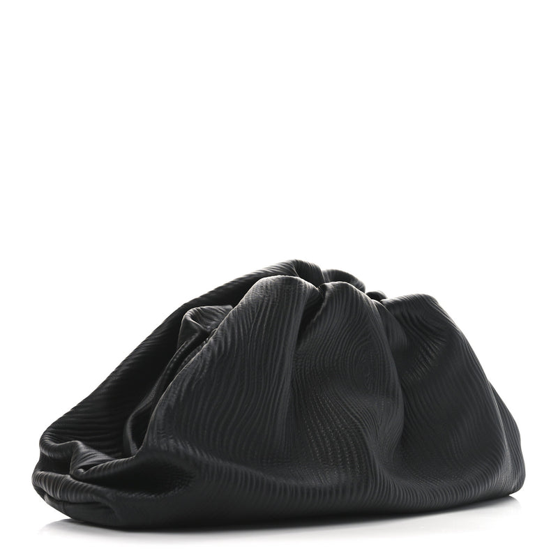  Bottega Veneta Bark Calfskin Embossed The Pouch Oversized Clutch Black