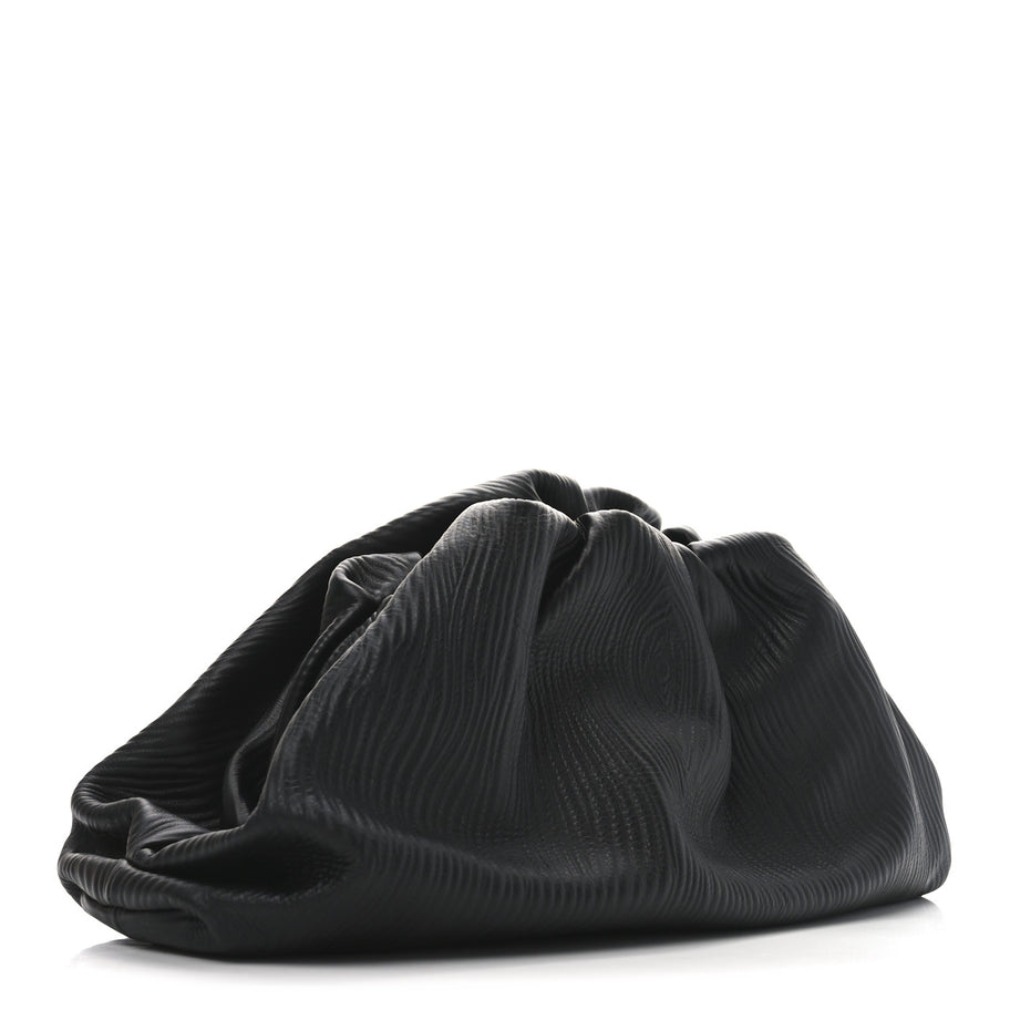 Bottega Veneta Bark Calfskin Embossed The Pouch Oversized Clutch Black Image 2