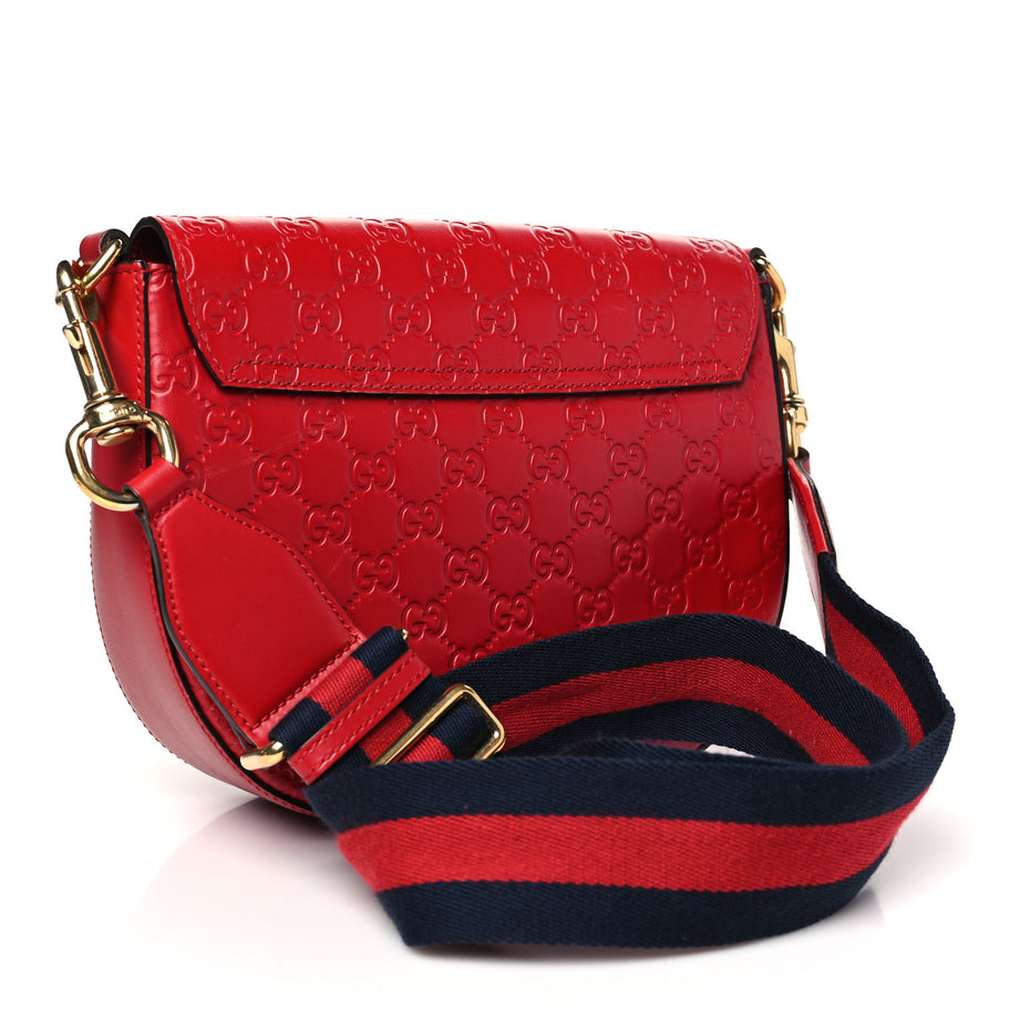 Gucci ssima Web Medium Padlock Messenger Shoulder Bag Hibiscus Red Image 3