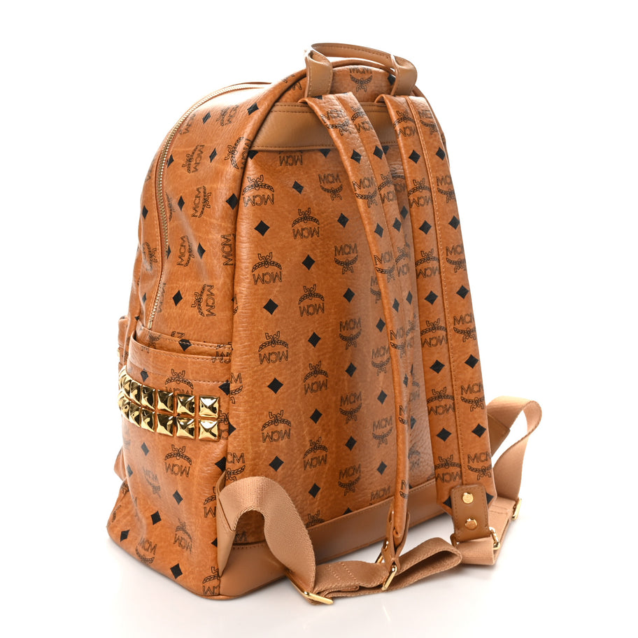 MCM Visetos Medium Side Studs Stark Backpack Cognac Image 3