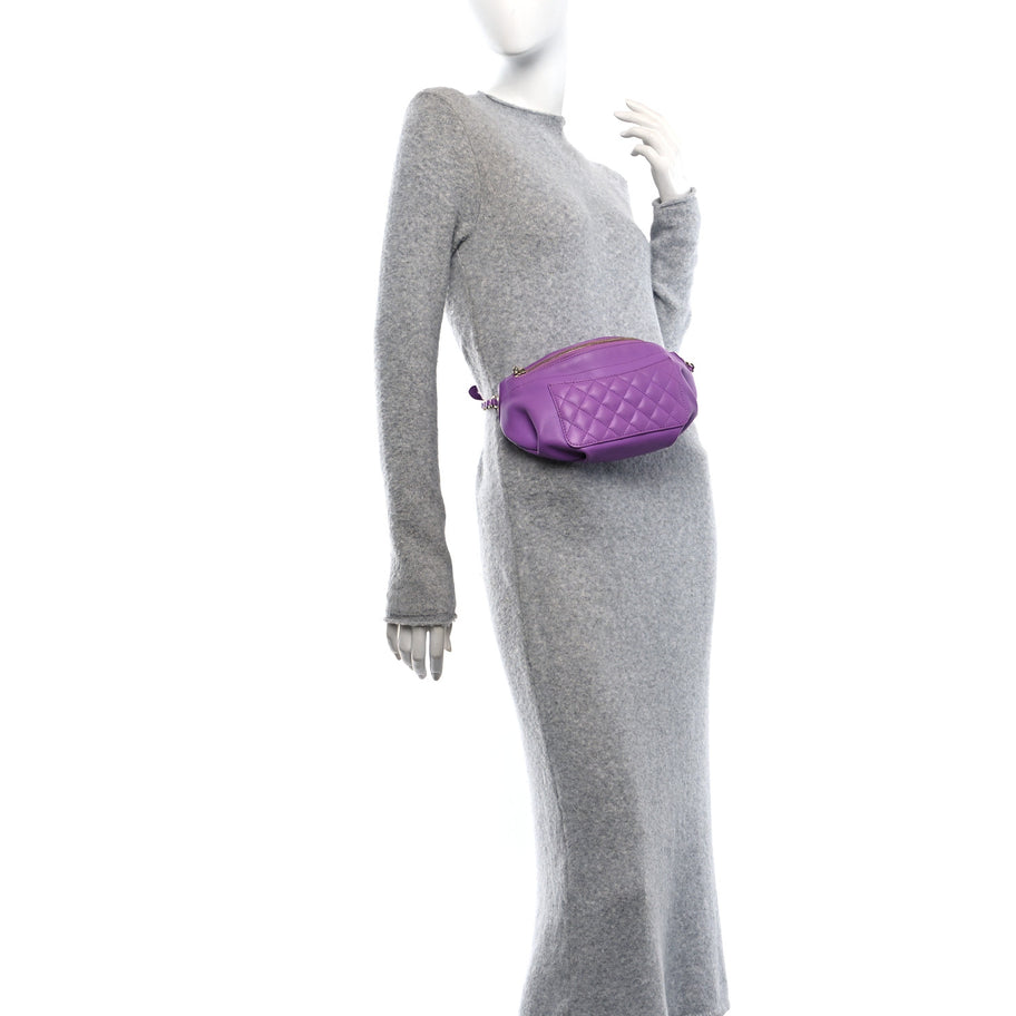 Chanel Lambskin Quilted Waist Belt Bag Purple Image 2