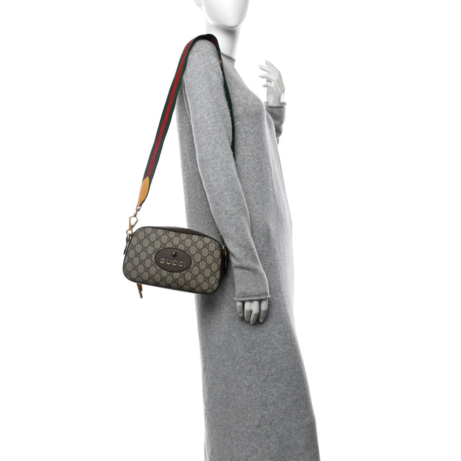 Gucci GG Supreme Monogram Web Neo Vintage Shoulder Bag Beige New Acero Crop Image 2